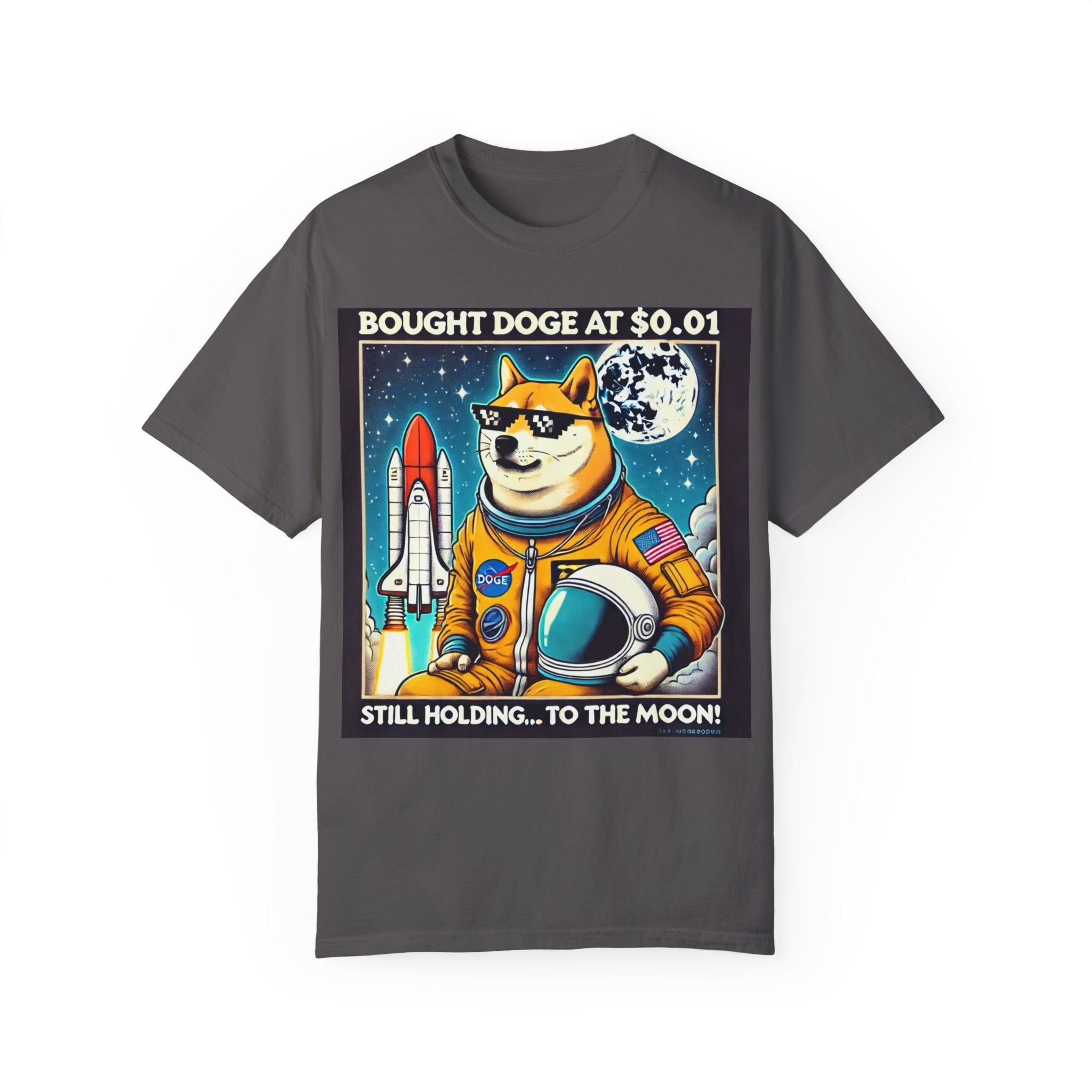 Astro Doge Unisex T-Shirt - "Bought Doge at $0.01, Still Holding to the Moon!"