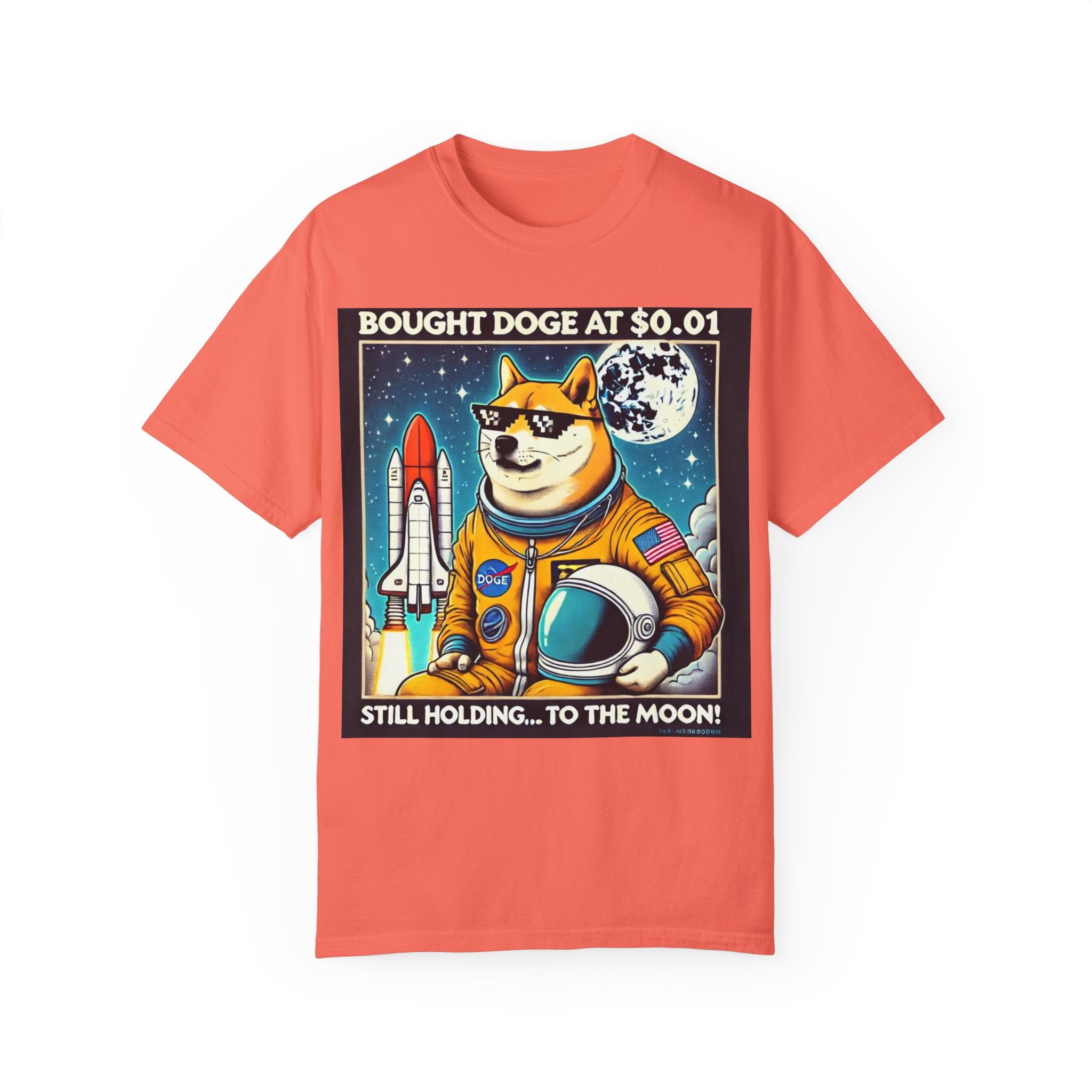 Astro Doge Unisex T-Shirt - "Bought Doge at $0.01, Still Holding to the Moon!"