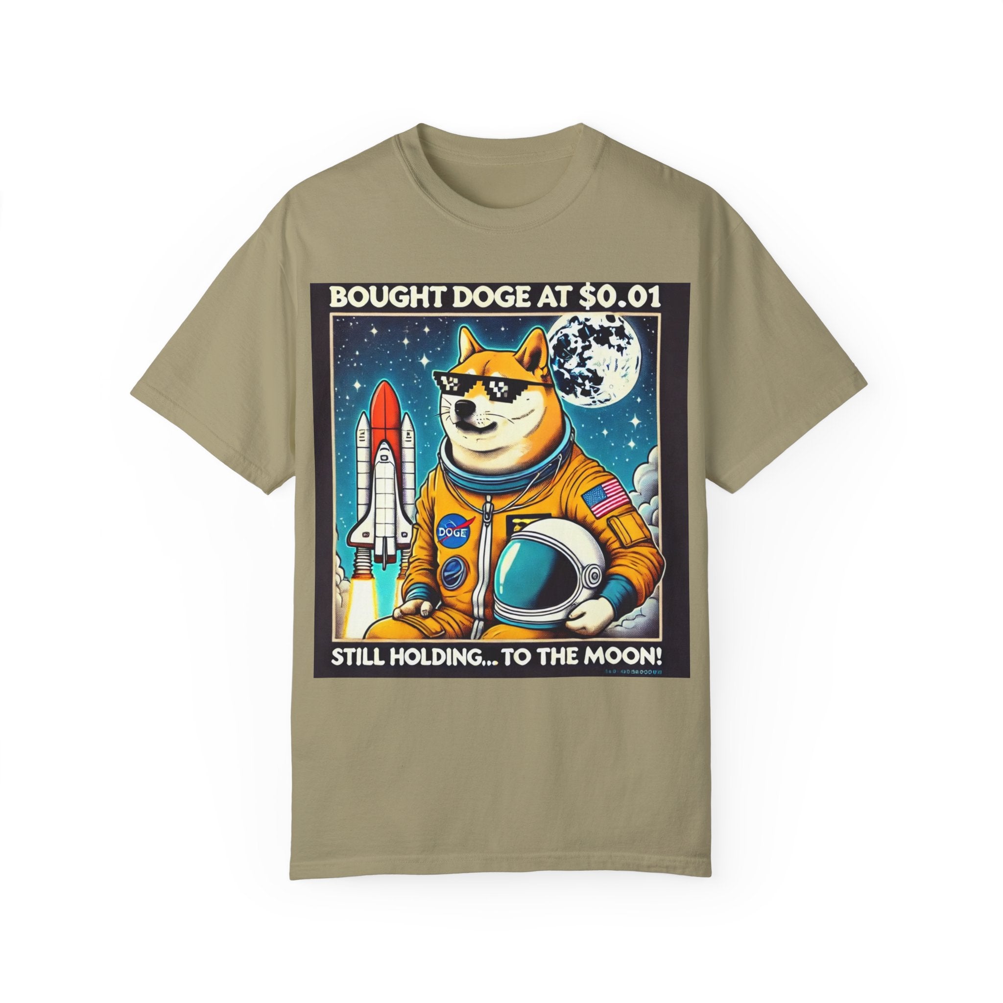 Astro Doge Unisex T-Shirt - "Bought Doge at $0.01, Still Holding to the Moon!"