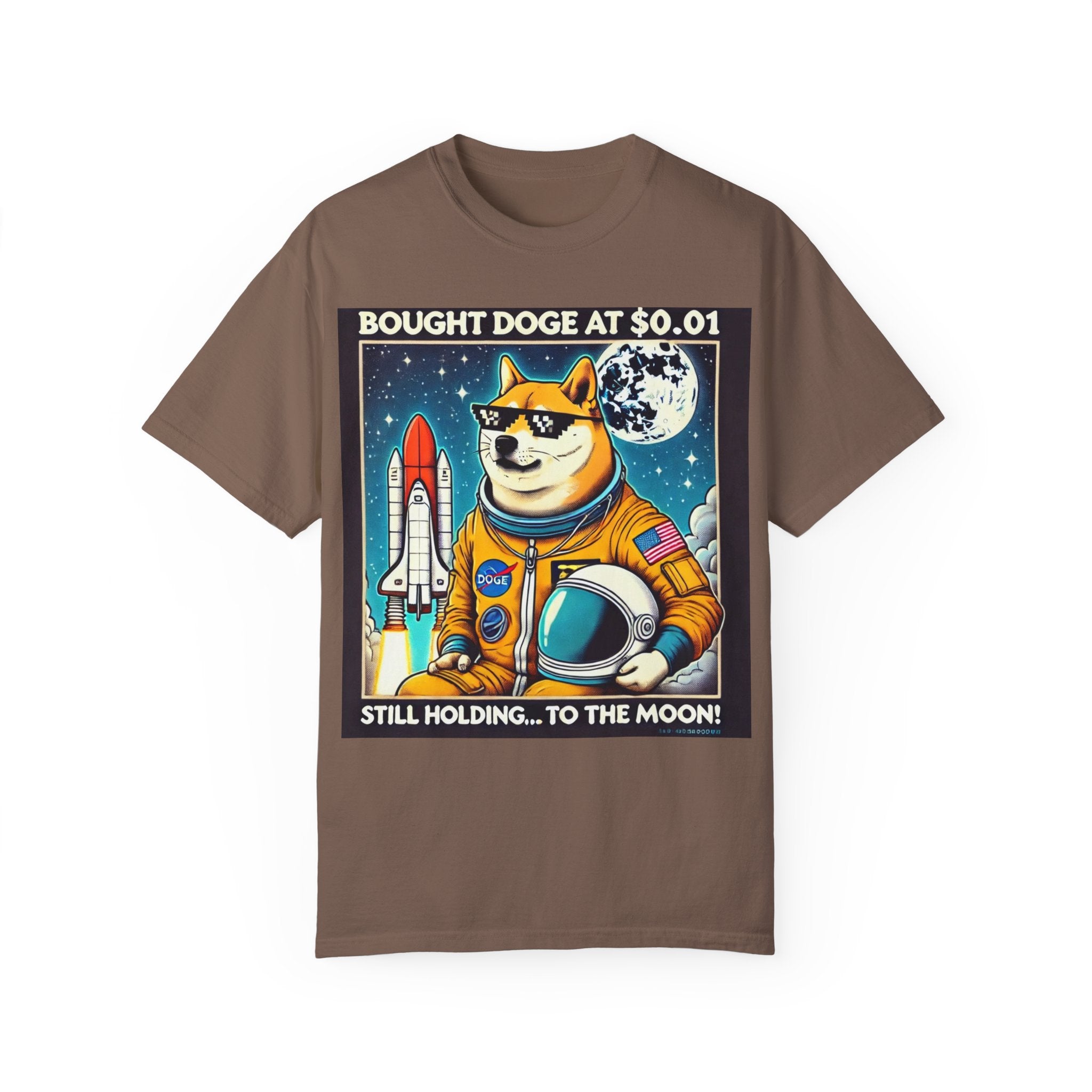 Astro Doge Unisex T-Shirt - "Bought Doge at $0.01, Still Holding to the Moon!"