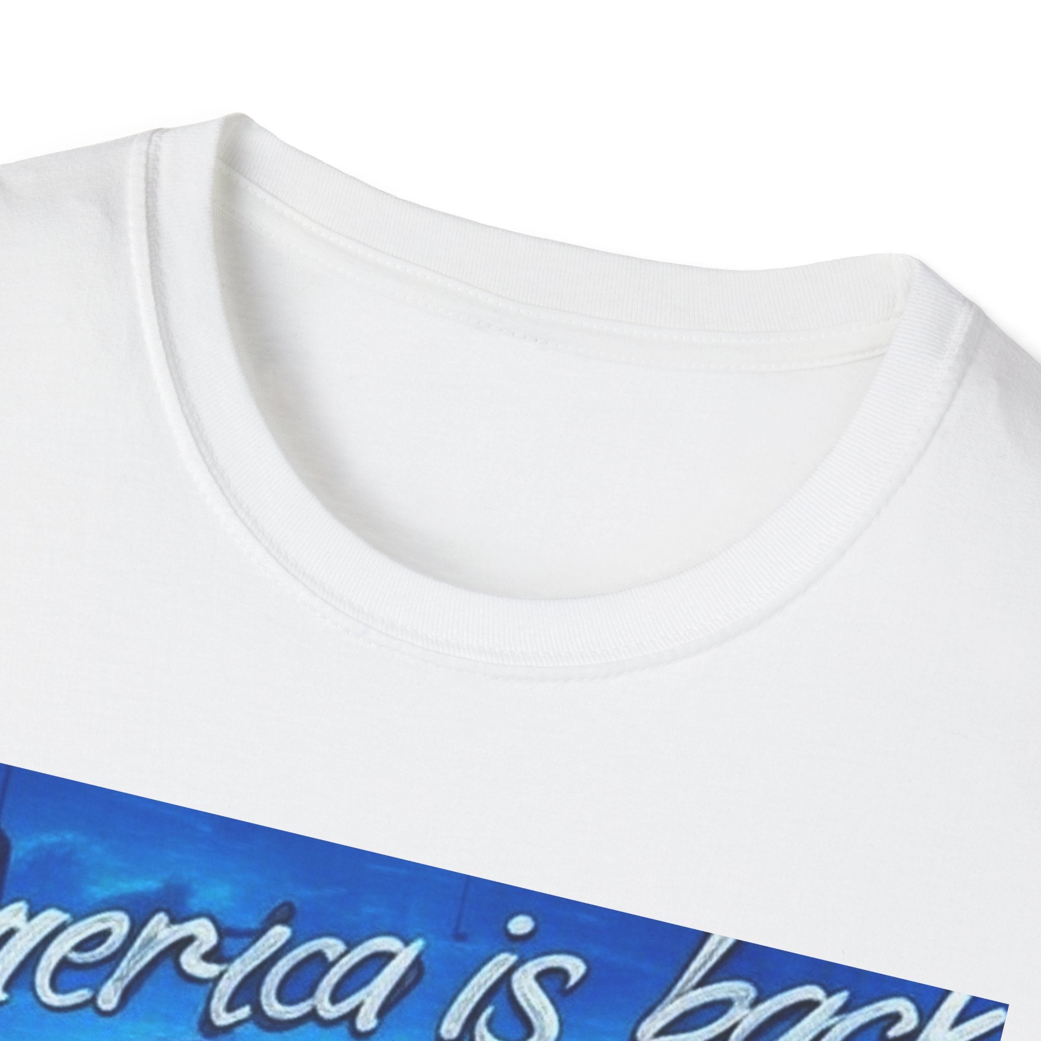 America is Back Unisex Softstyle T-Shirt - Patriotic Graphic Tee for Independence Day, Memorial Day, and Everyday Wear