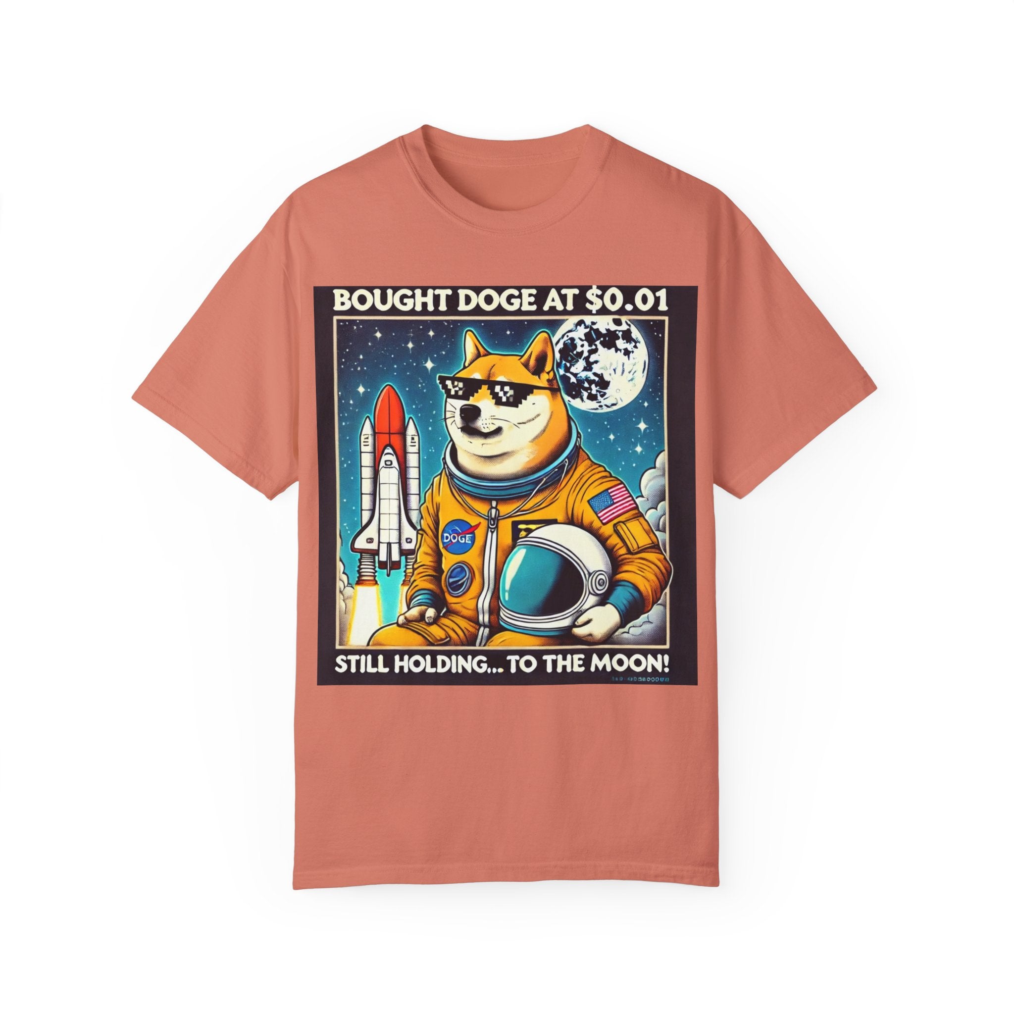 Astro Doge Unisex T-Shirt - "Bought Doge at $0.01, Still Holding to the Moon!"