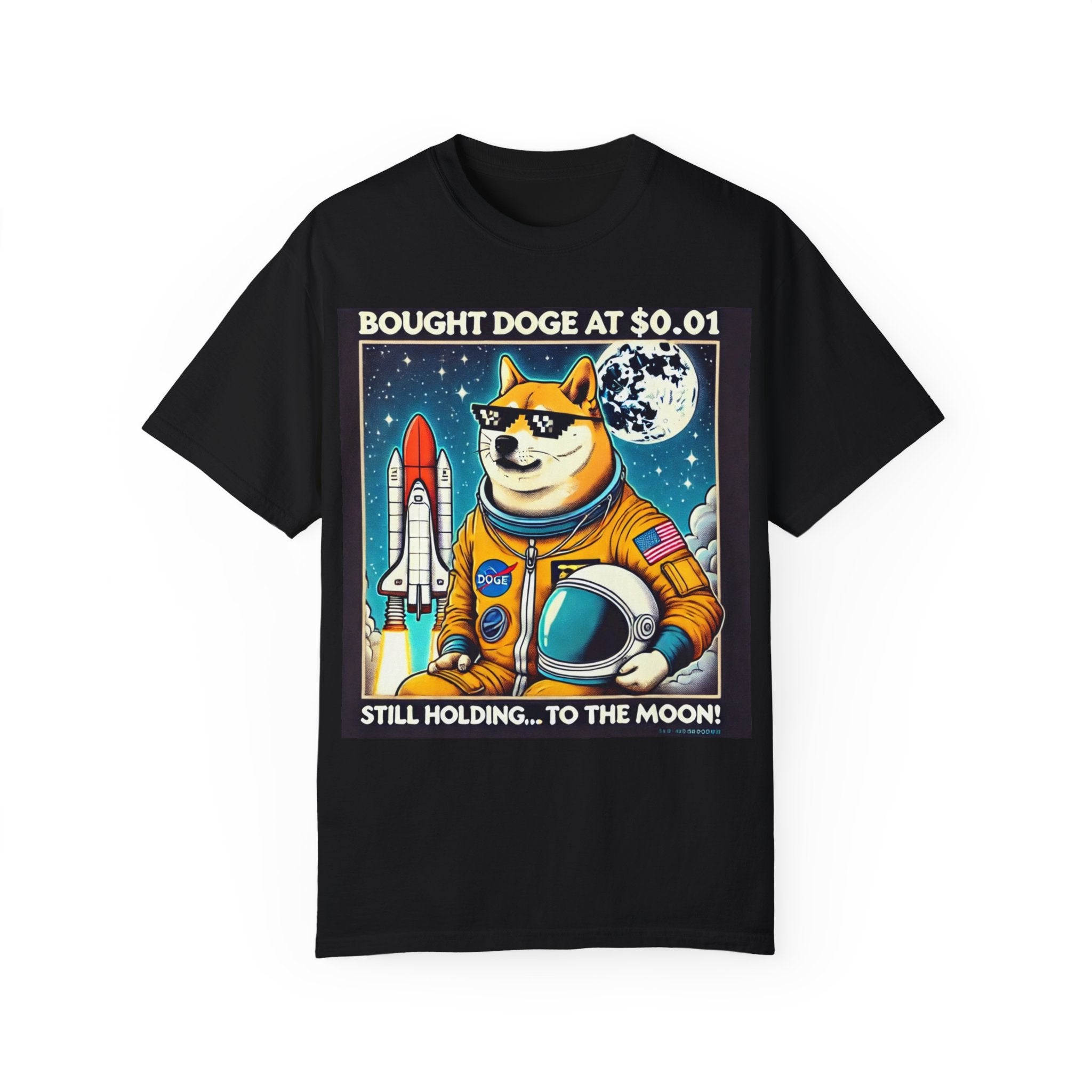 Astro Doge Unisex T-Shirt - "Bought Doge at $0.01, Still Holding to the Moon!"
