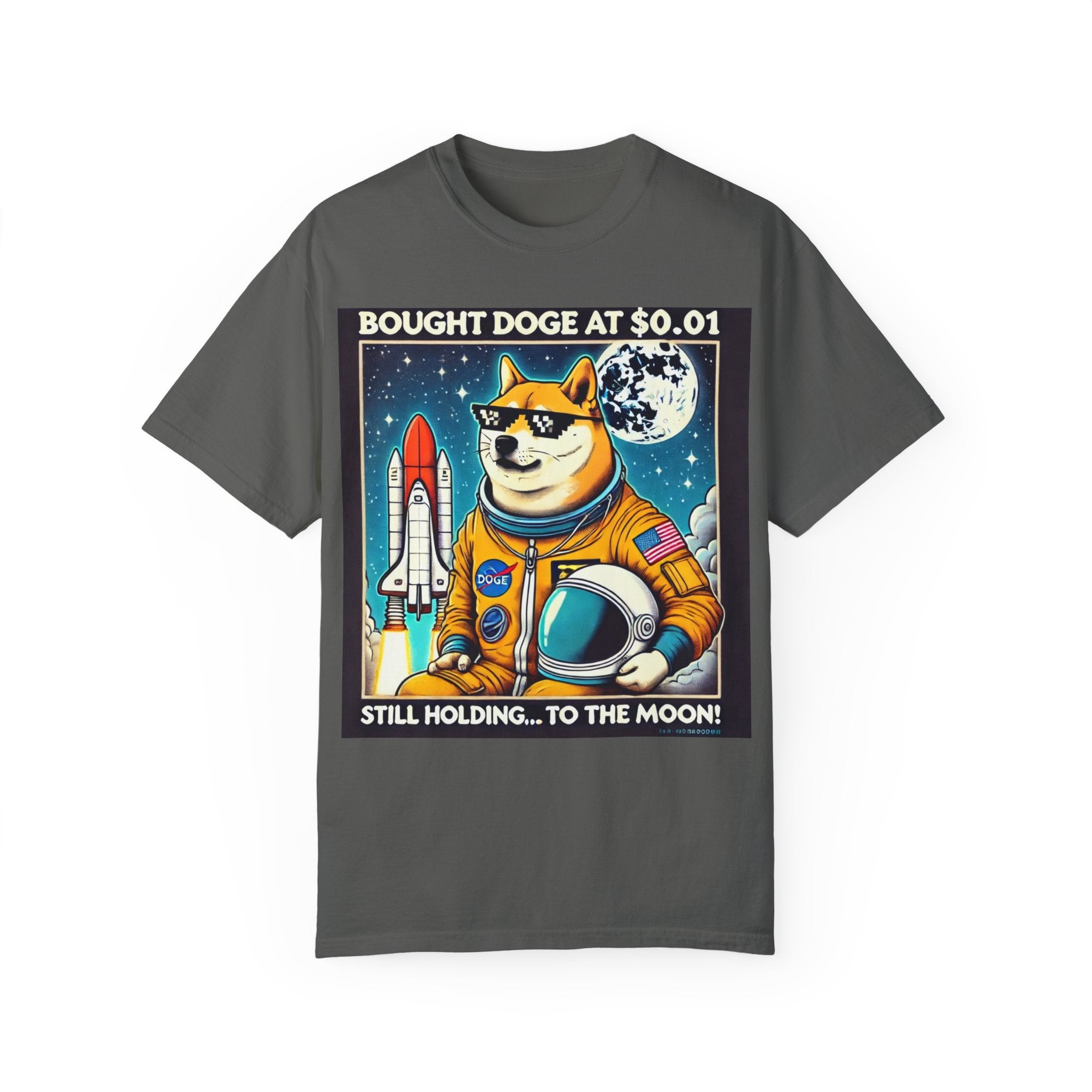 Astro Doge Unisex T-Shirt - "Bought Doge at $0.01, Still Holding to the Moon!"